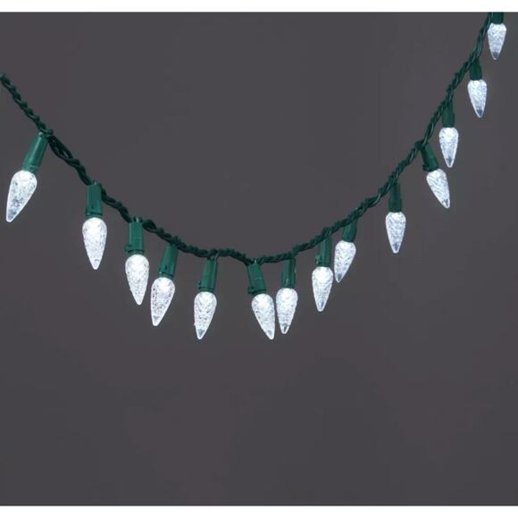 Wondershop 60 Cool White Faceted LED C6 Lights Green Wire New - Picture 2 of 2